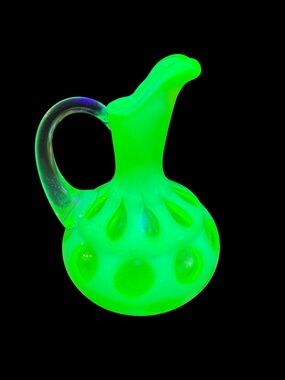 RARE Vintage MCM Fenton Topaz Opalescent Coin Dot Cruet Excellent Condition